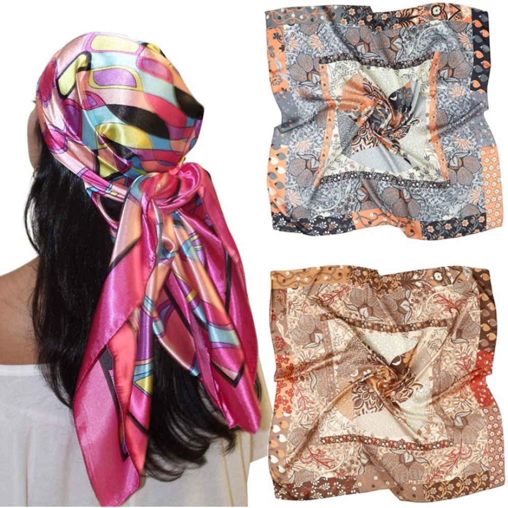 COPY - Satin Square Scarves Neck Hair Head Scarf …